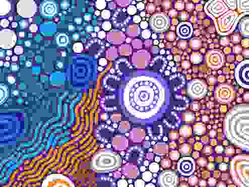 Colourful aboriginal artwork title: Grow Mother Country artwork by Jade.